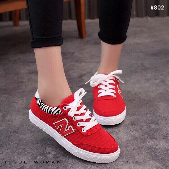 พร้อมส่ง : รองเท้าผ้าใบNB Stlye (สีแดง)