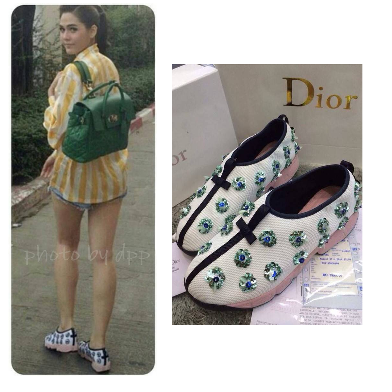 พร้อมส่ง : รองเท้าผ้าใบ Dior Fusion Sneakers (สีขาวดอกฟ้า)