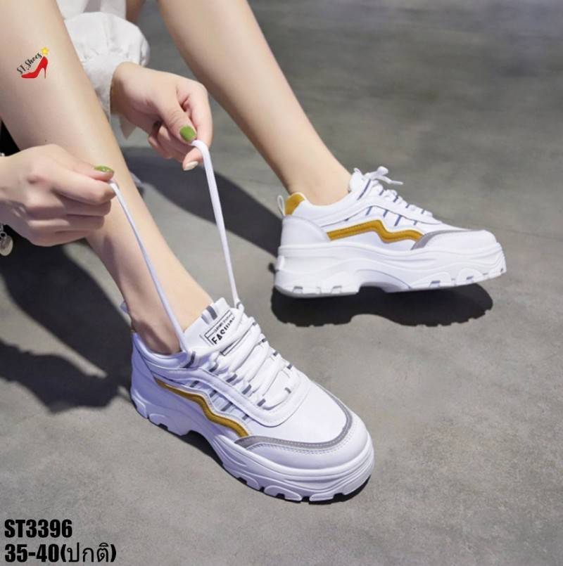 รองเท้าผ้าใบแต่งลายแฟชั่นสไตล์Sport (สีเหลือง)