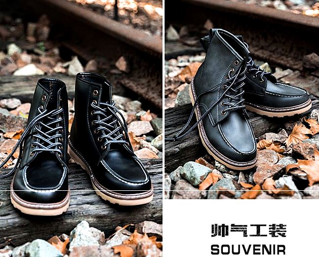 01070 รองเท้าบูท Miyano Martin Boots Leather Shoes high สไตล์วินเทจ [ชาย/หญิง] Size 39-44