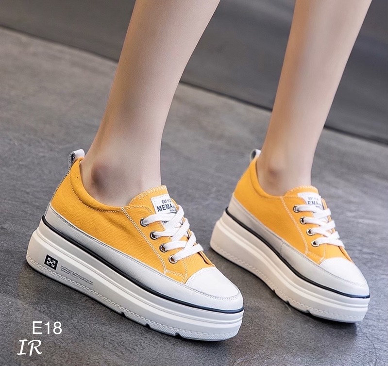 รองเท้าผ้าใบทูโทนสไตล์แฟชั่นเกาหลี (สีเหลือง)