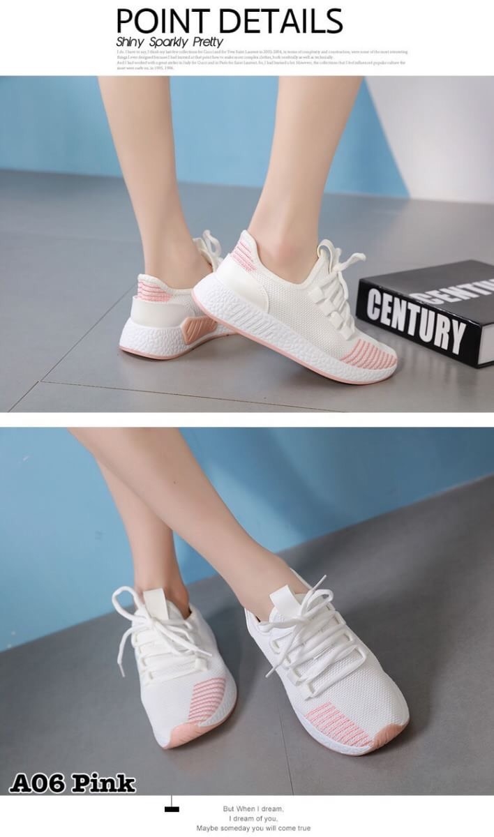 รองเท้าผ้าใบแฟชั่นสไตล์Sportแต่งสี (สีฟ้า)