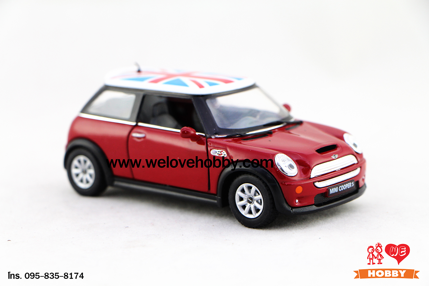 โมเดลรถ Mini Cooper S สีแดง Scale 1:28