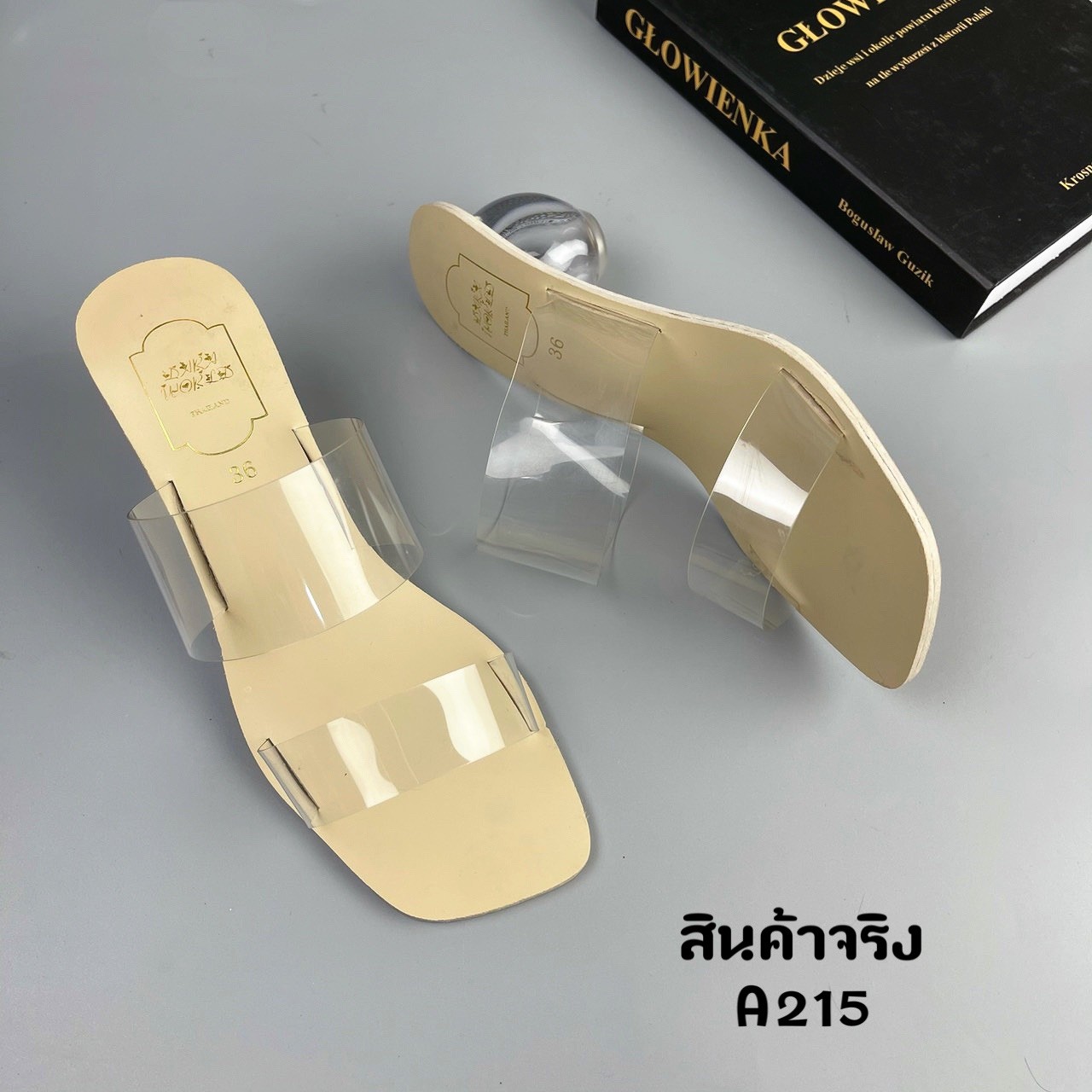 รองเท้าลำลองส้นแก้วกลม (สีน้ำตาล)