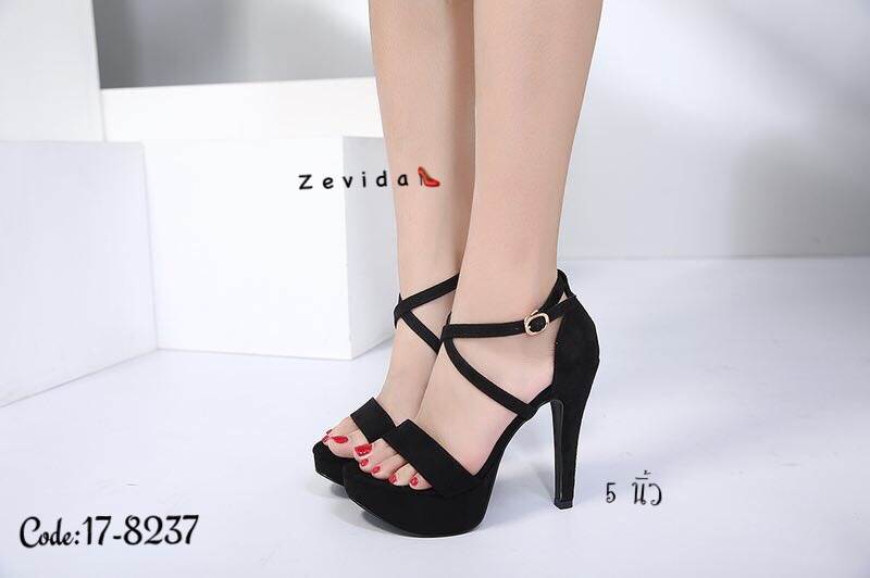 รองเท้าส้นสูงสายไขว้กลิตเตอร์ (สีทอง)