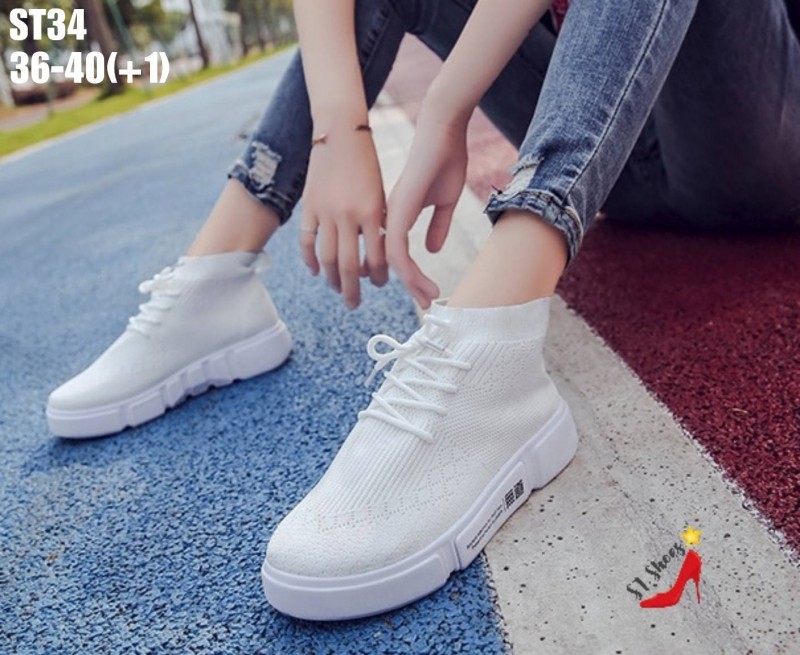 รองเท้าผ้าใบทรงถุงเท้าแบบสวม (สีดำ)