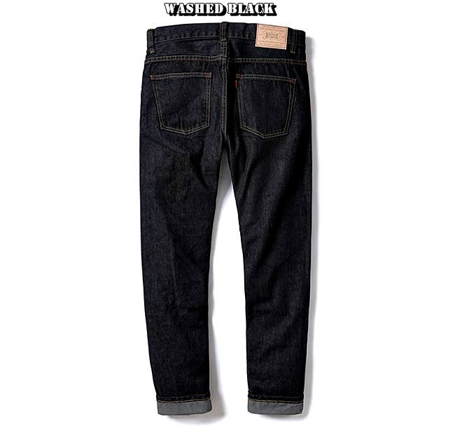 001047 กางเกงยีนส์ XOFO Selvage Denim 14Oz สไตล์วินเทจ Version Jeans Black Small Straight ผ้าริมแดง Size 28-38