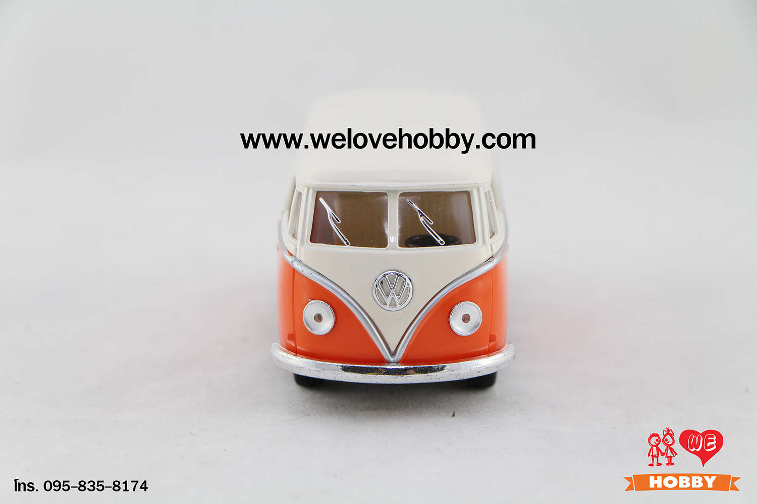 โมเดลรถตู้โฟล์คคลาสสิค 1962 Volkswagen Classical Bus สีส้ม-ครีม Scale 1:32