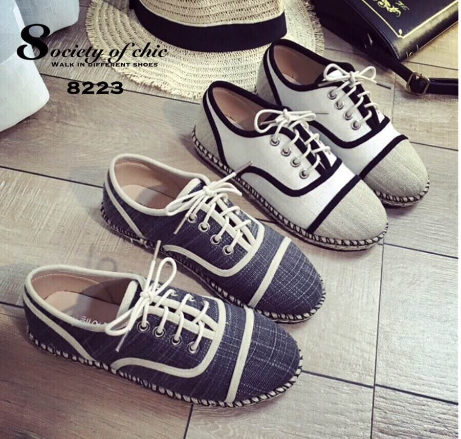 รองเท้าผ้าใบทูโทน (สีครีม)