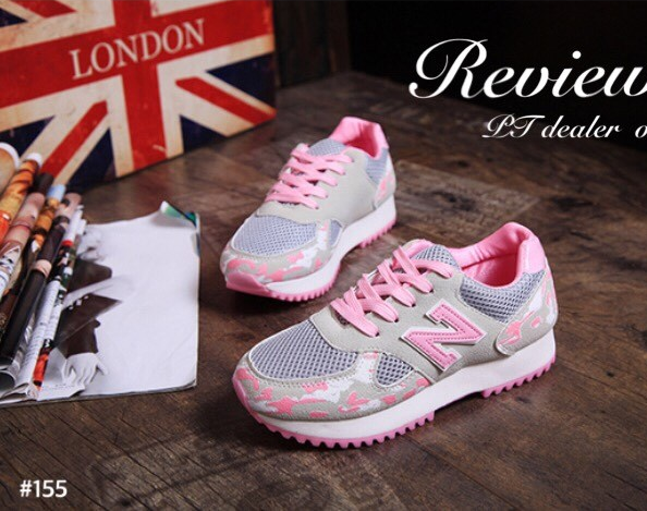 พร้อมส่ง : รองเท้าผ้าใบ NB Milatary Style (สีชมพู)