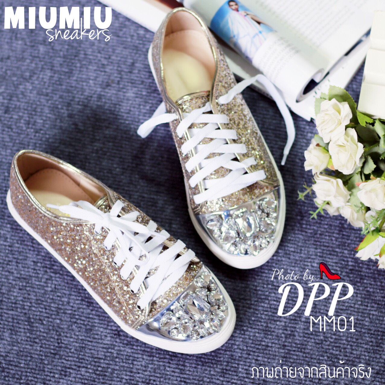 รองเท้าผ้าใบ Miumiu Glitter 2016
