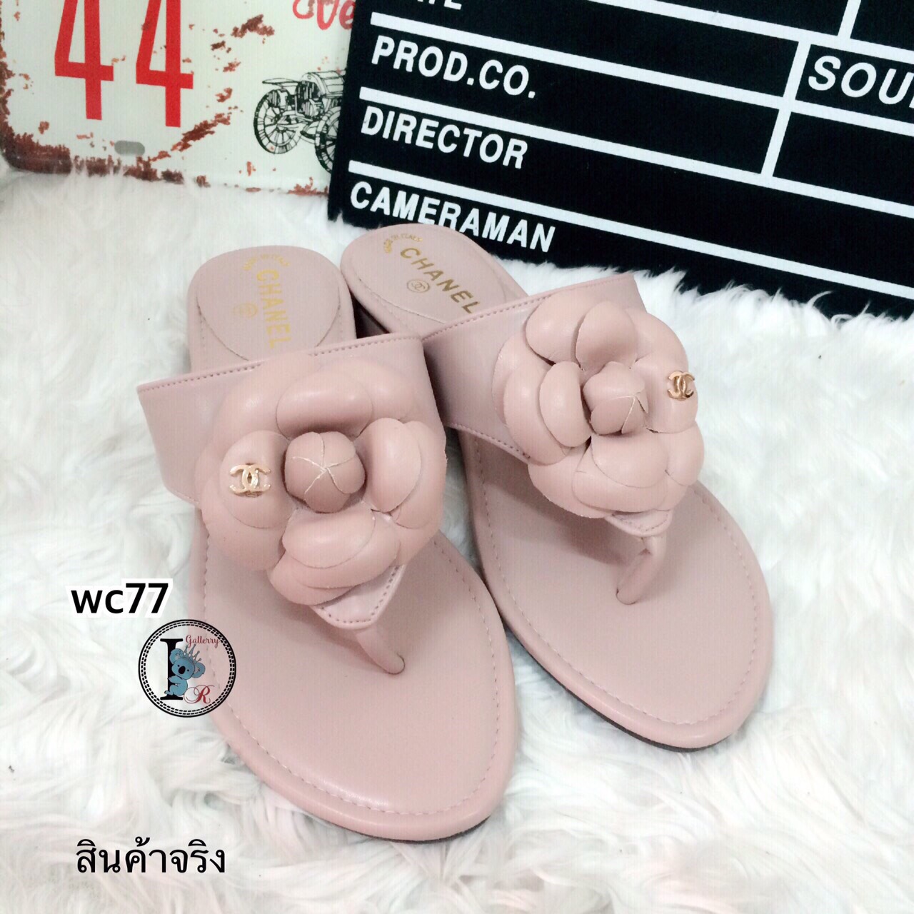 รองเท้าแตะดอก CC (สีชมพู)
