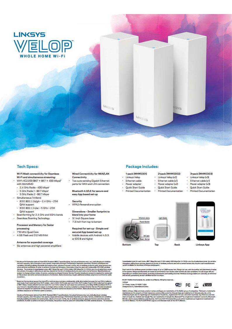 ขายถูก LINKSYS VELOP WHOLE HOME MESH WI-FI DUAL-BAND