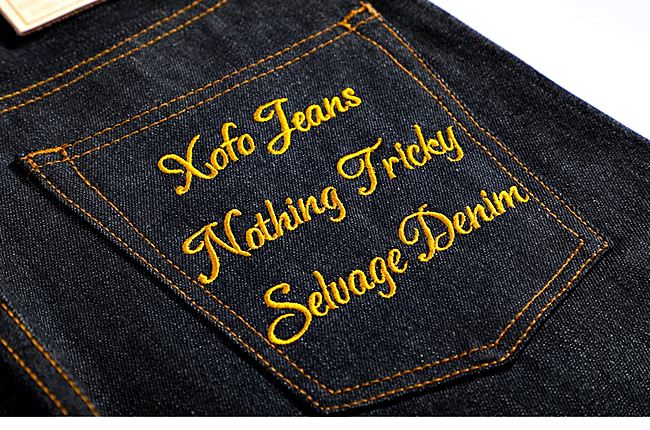 001048 กางเกงยีนส์ XOFO Selvage Denim สไตล์วินเทจ ปักกระเป๋าหลัง Harajuku Straight loose ผ้าริมแดง Size 28-36