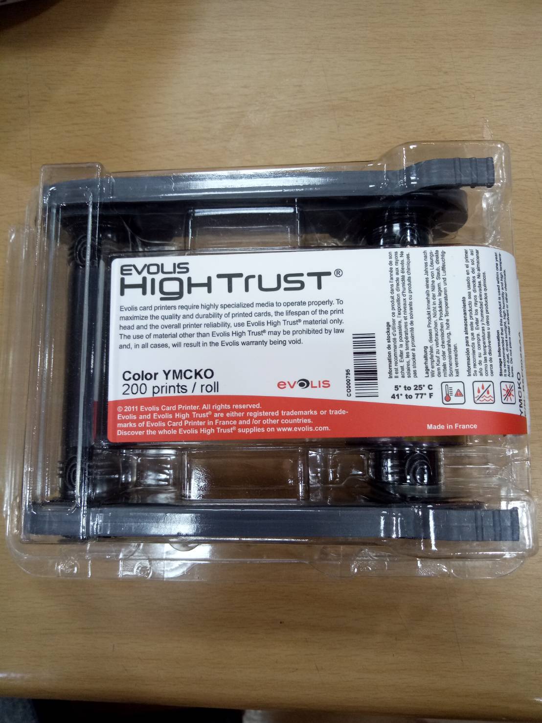 ขายถูก หมึกสี Color YMCKO Ribbon (200 Cards/Roll) สำหรับเครื่องพิมพ์บัตร Evolis Zenius