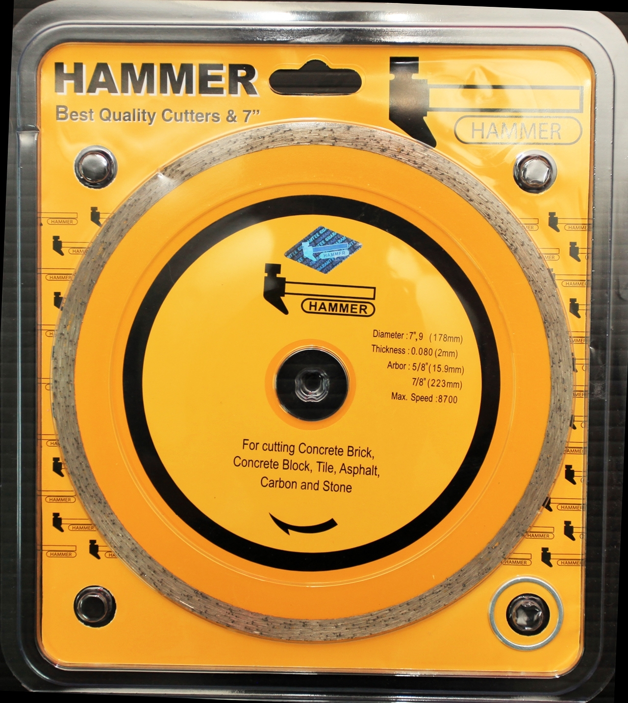 ใบตัดหิน HAMMER แบบตัดน้ำ สีเหลือง 7 นิ้ว