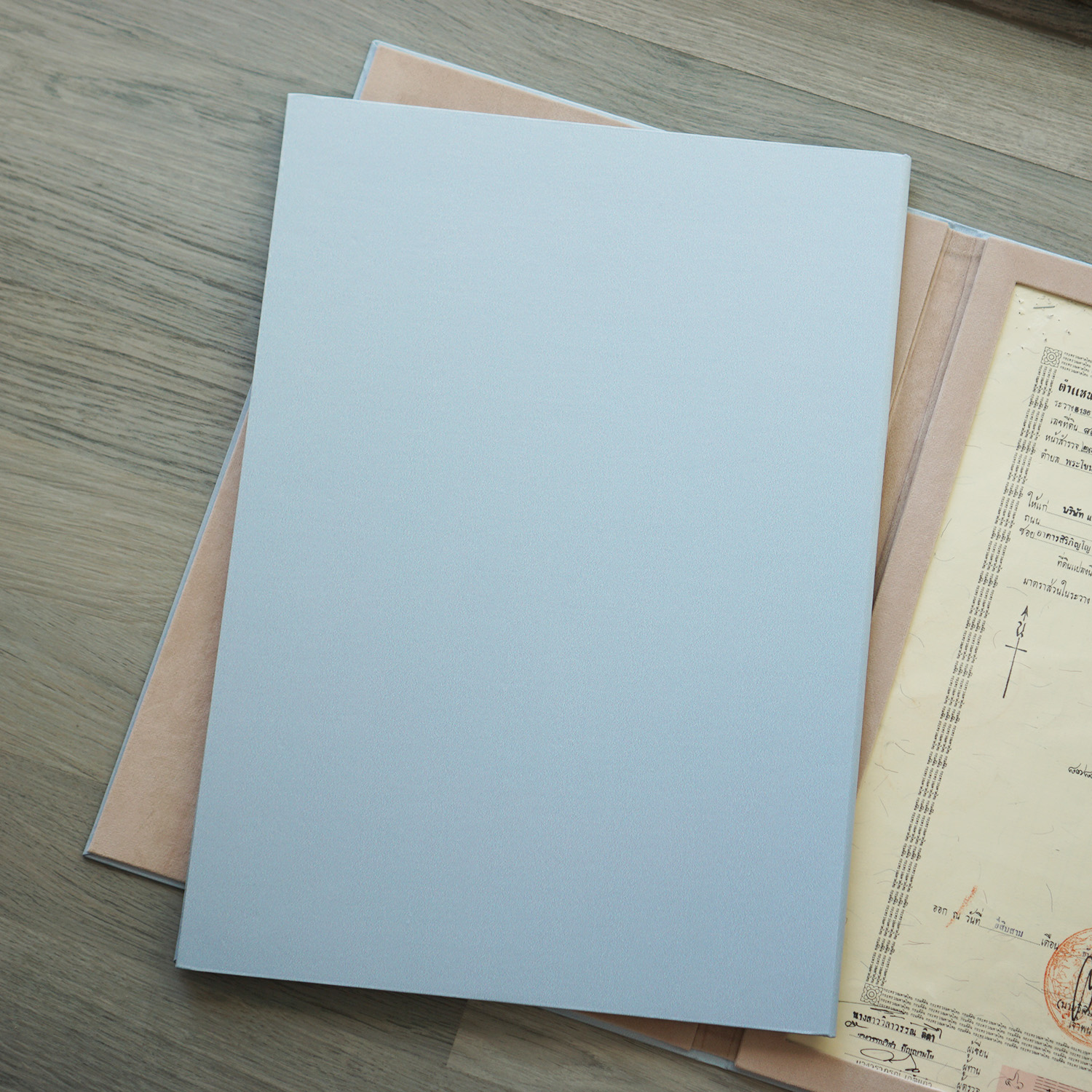 แฟ้มโฉนดที่ดิน สั่งทำใส่ข้อความ ลาย Minimal - Grey