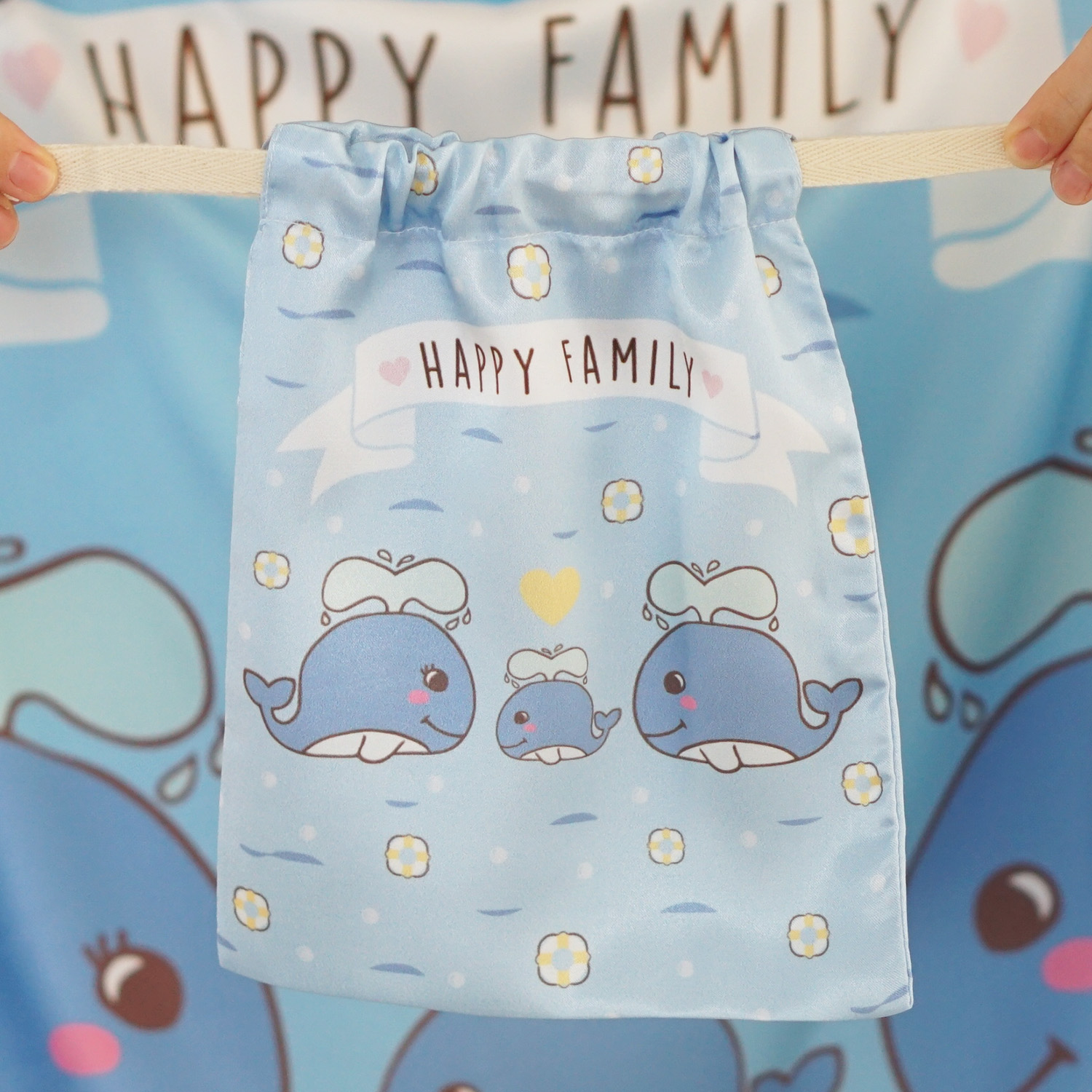 ผ้าคลุมให้นม (รุ่นมีกระดุม ถอดโครงได้) พร้อมส่ง ลาย Whale - Blue