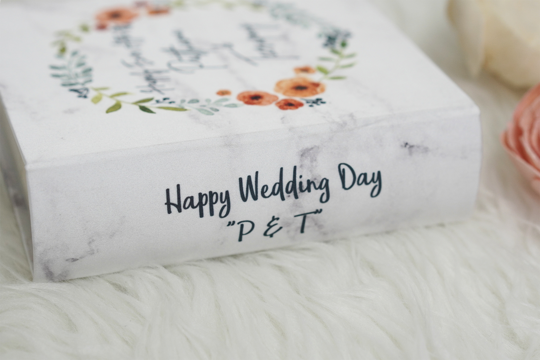 อัลบั้มสั่งทำใส่ชื่อ ลายหินอ่อน - Marble - Watercolour Floral Frame
