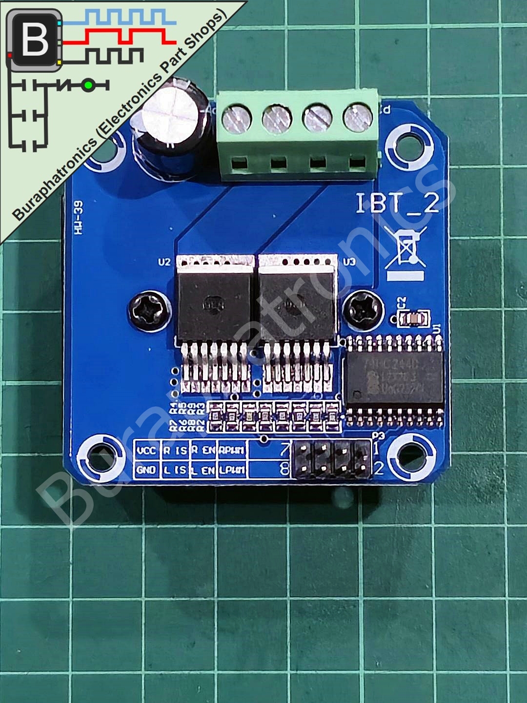 BTS7960 43A Driver (โมดูลขับมอเตอร์ 6-27V. ขับกระแสสูงสุด 43A.)