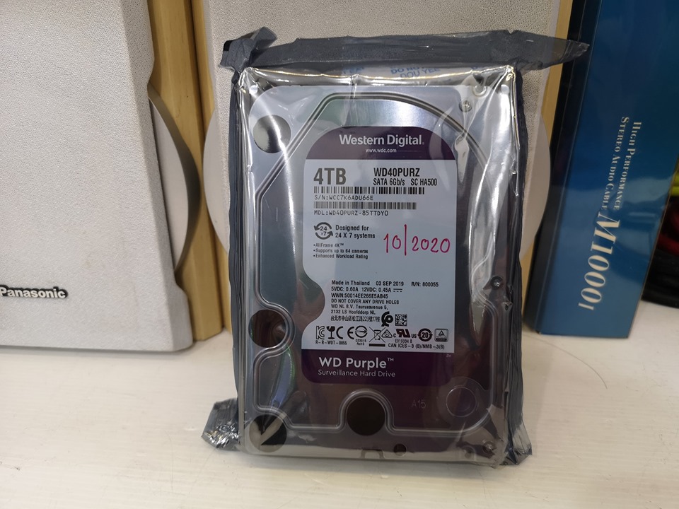 4TB. WD Purple WD40PURZ ของใหม่เคลมมายังไม่แกะห่อ 10/2020