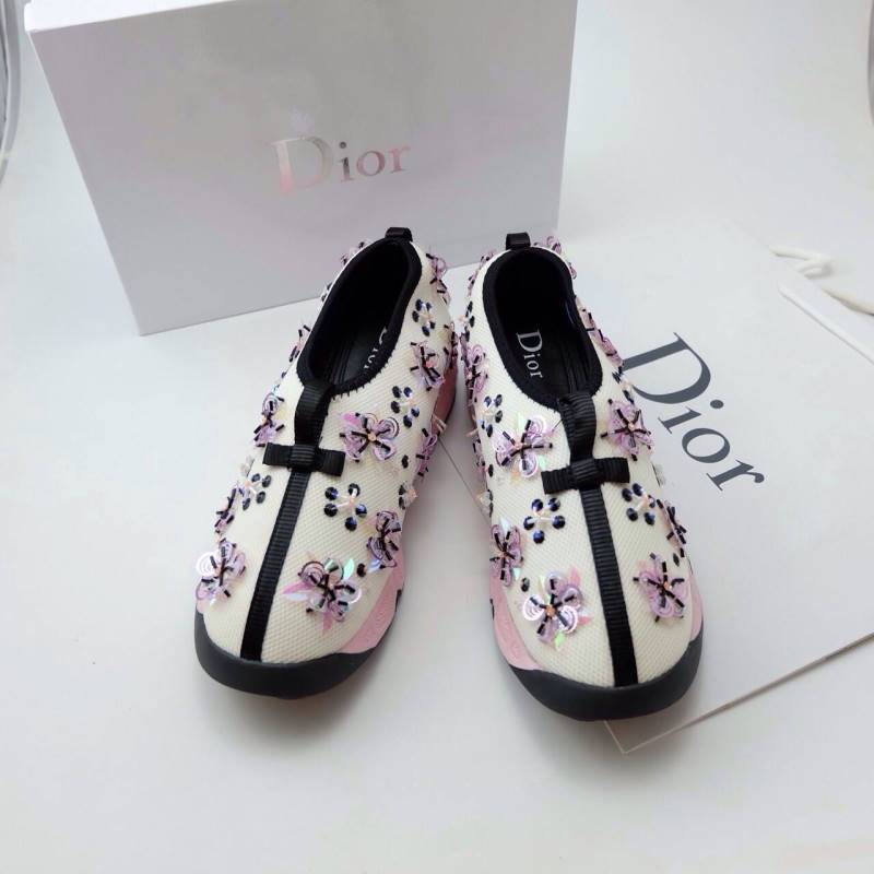 พร้อมส่ง : รองเท้าผ้าใบ Dior Fusion Sneakers (สีขาวดอกชมพู)