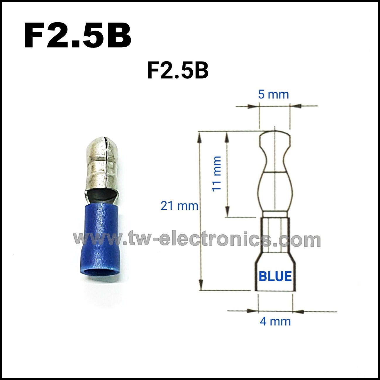หางปลาเสียบกลม ตัวผู้ หุ้ม(สีน้ำเงิน) T-LUG / F2.5B