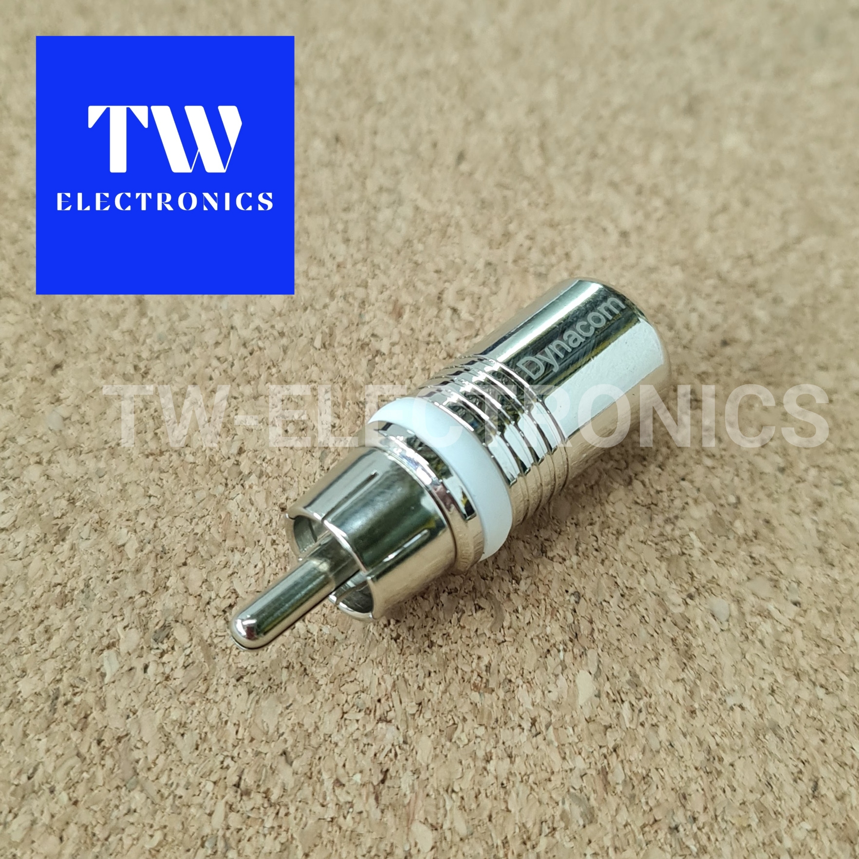 RCA ตัวผู้ (4mm) Dynacom Nickel,คาดขาว