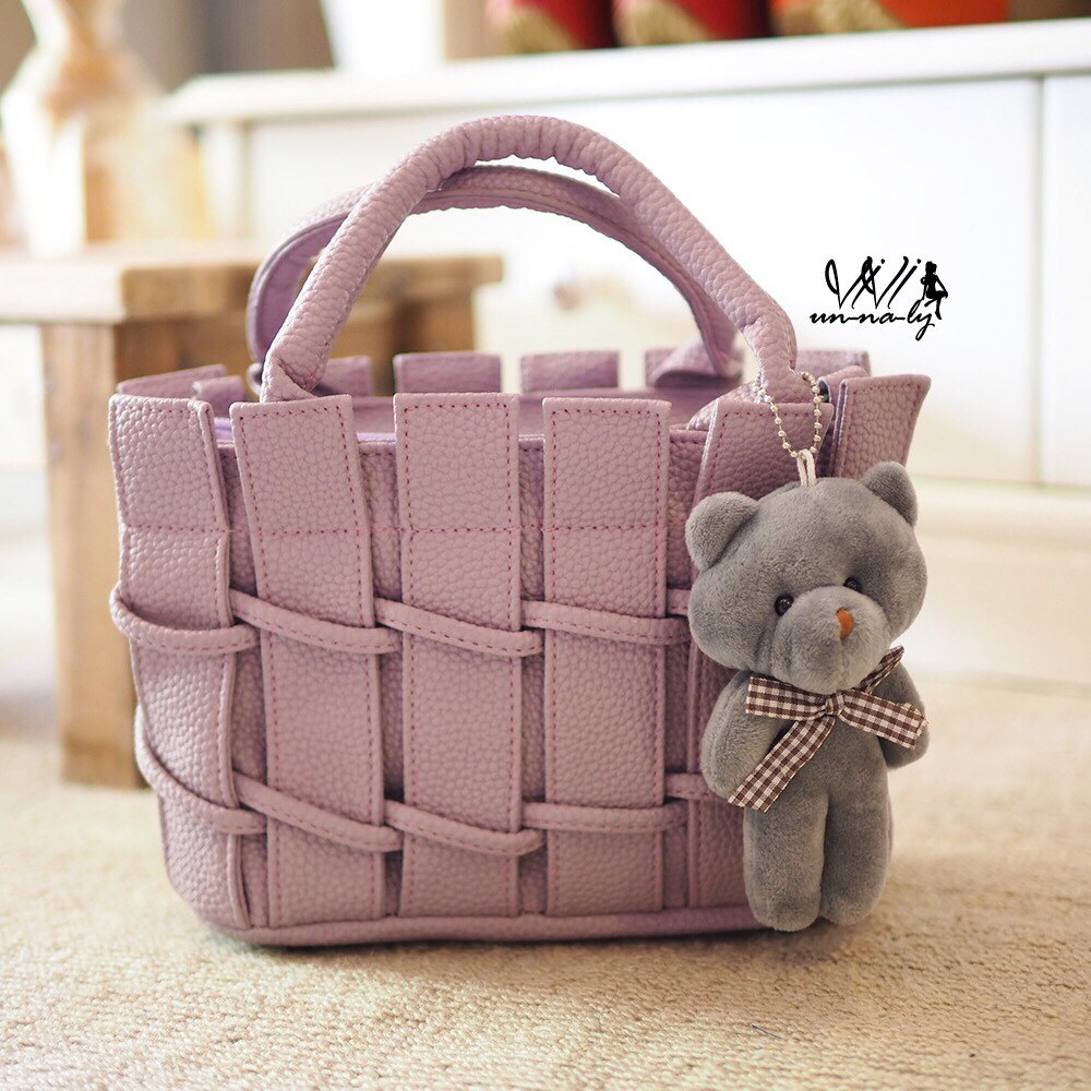 กระเป๋าสานน้องหมี (สีม่วง)