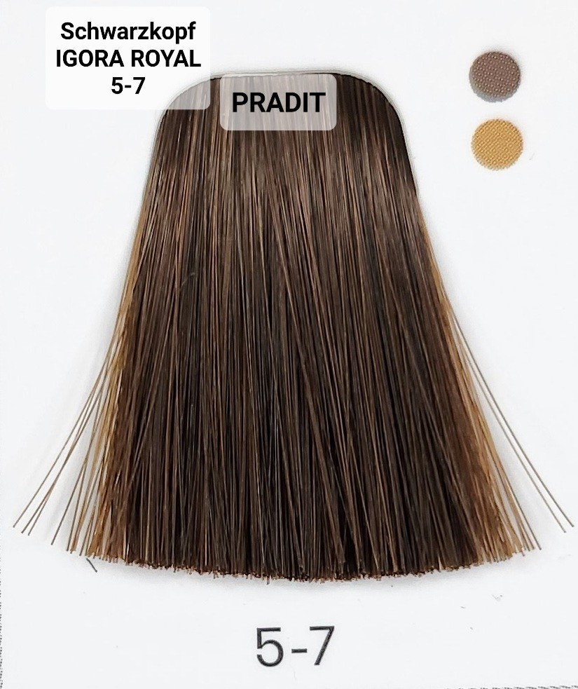 Schwarzkopf Igora Royal ครีมย้อมผม อีโกร่า รอยัล เบอร์5-7 สีน้ำตาลอ่อนออกทองแดง (60ml) 80 กรัม