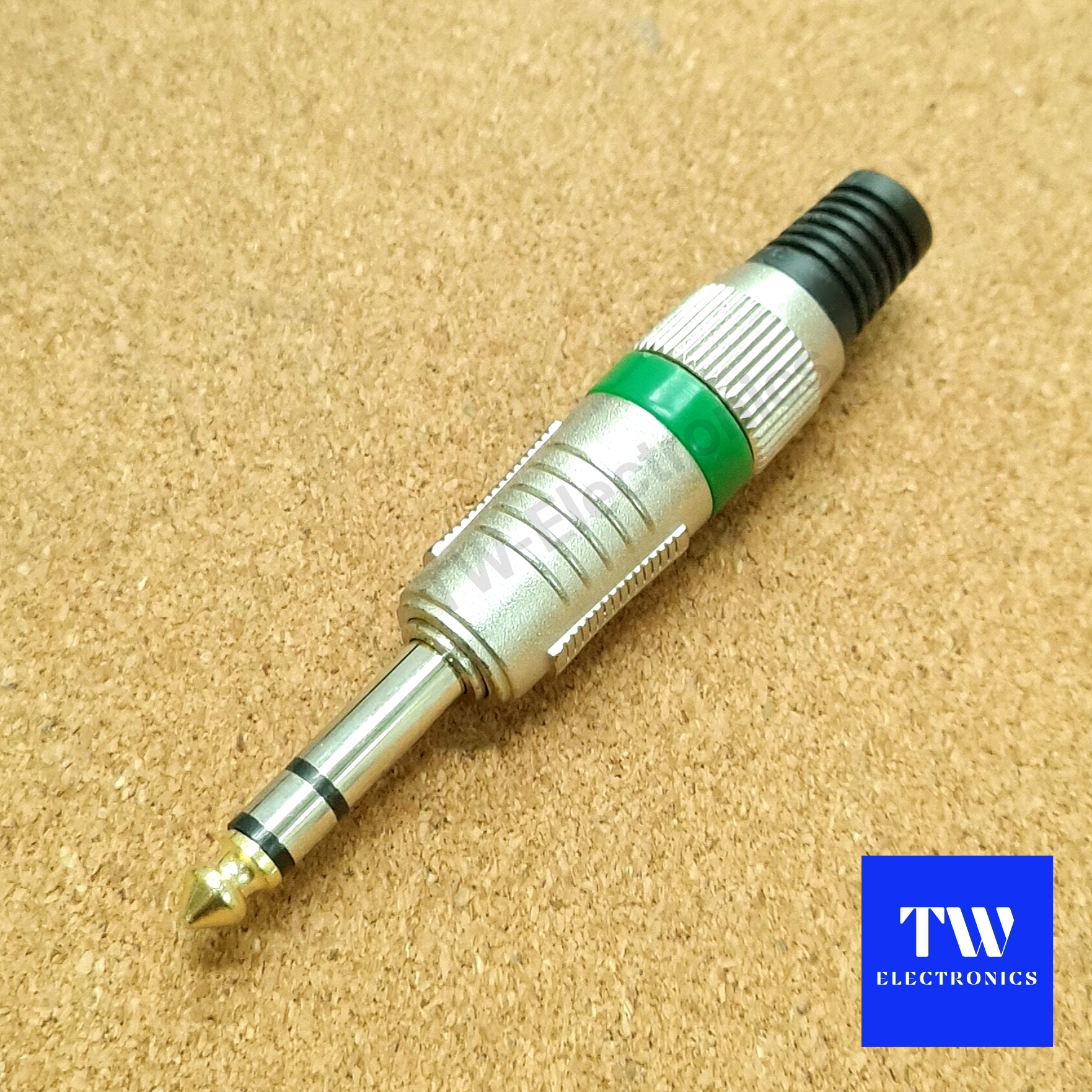 ปลั๊กโฟนสเตอริโอ 6.35 (1/4") คาดสีเขียว / MS002SG