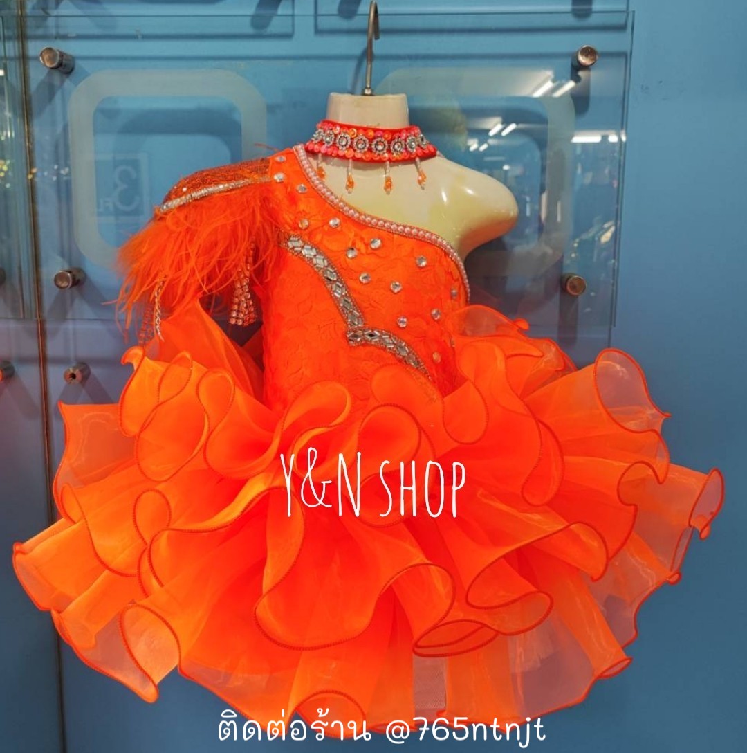 Y&NShop ชุดดรัมเมเยอร์ ชุดเชียร์ลีดเดอร์ เด็กหญิงอนุบาล-ประถมต้น แบบชุดไหล่ข้างเดียว