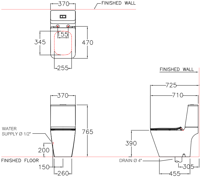 Cotto C12417 ซิมพลิ โมดิช สุขภัณฑ์สองชิ้น 2.5/4 ลิตร