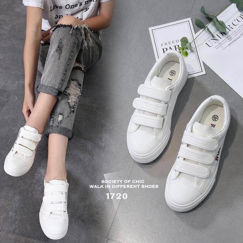 รองเท้าผ้าใบเมจิกเทป Style FILA (สีดำ)