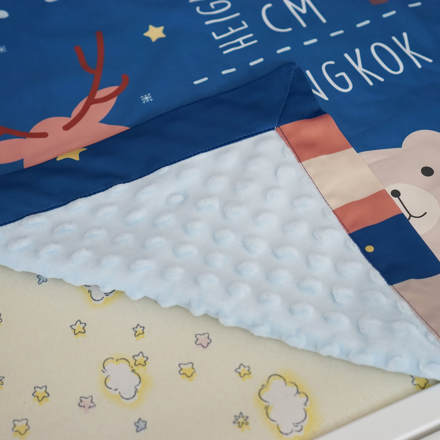 ชุดของขวัญเด็กแรกเกิด ผ้าห่ม ขนาด75x100cm + หมอนรองให้นม ลาย Woodland - Dark Blue