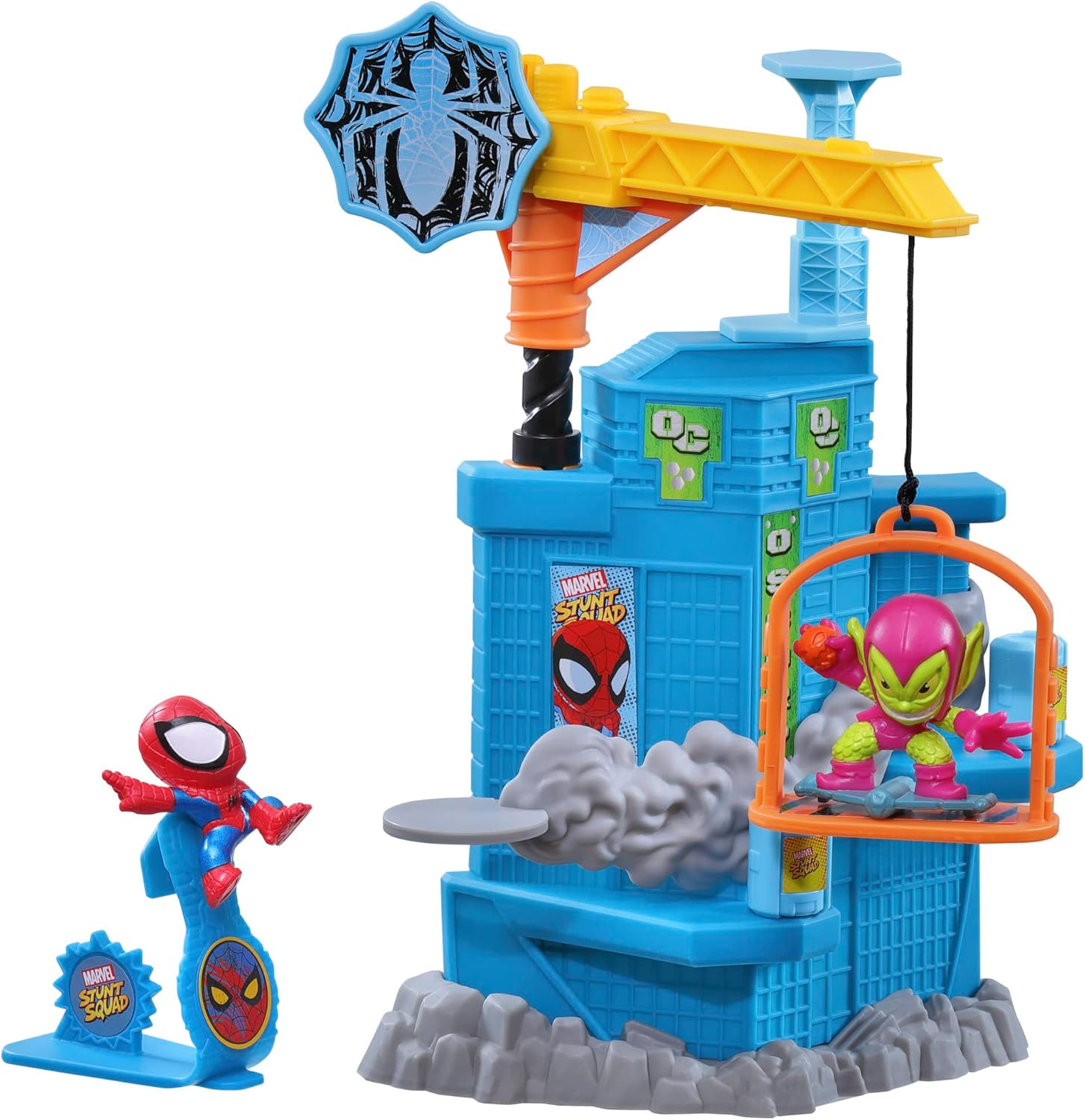 Hasbro Marvel Stunt Squad Crane Smash Playset, Spider-Man and Green Goblin Action Figures (1.5”) ฮาสโบร มาร์เวล สตันท์ สควอด สไปเดอร์-แมน และ กรีน ก็อบลิน เพลย์เซ็ท