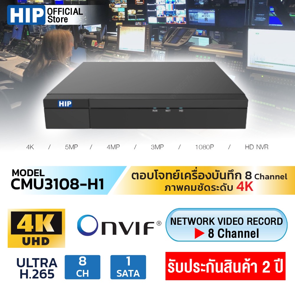ขายถูก เครื่องบันทึกภาพกล้องวงจรปิด HIP รุ่น CMU3108-H1 รองรับ 8 Channel รับประกัน 2 ปี ออกใบกำกับภาษีได้