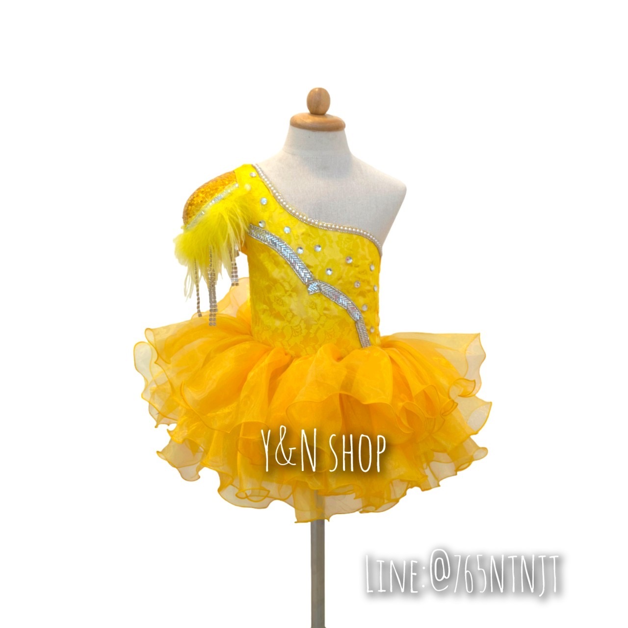 Y&NShop ชุดดรัมเมเยอร์ ชุดเชียร์ลีดเดอร์ เด็กหญิงอนุบาล-ประถมต้น แบบชุดไหล่ข้างเดียว