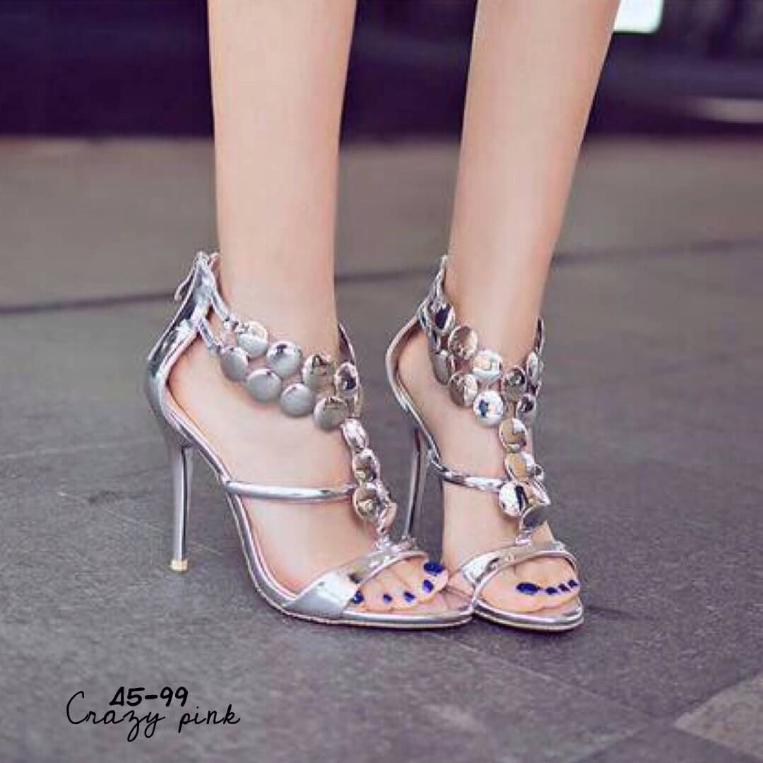 รองเท้าส้นเข็มสไตล์ Jimmy Choo (สีเงิน)