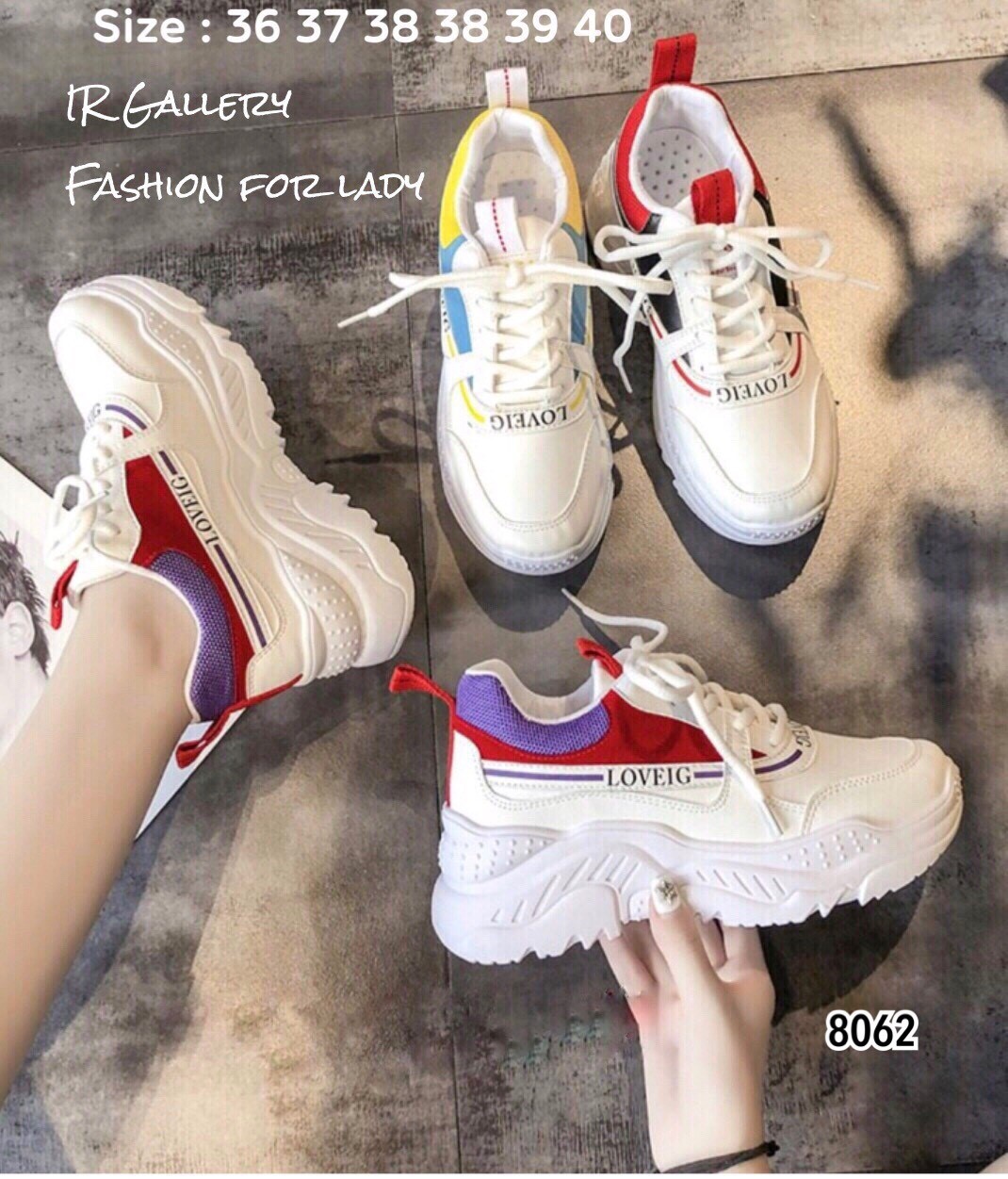 รองเท้าผ้าใบทรงSportแต่งสีแฟชั่น (สีดำ)