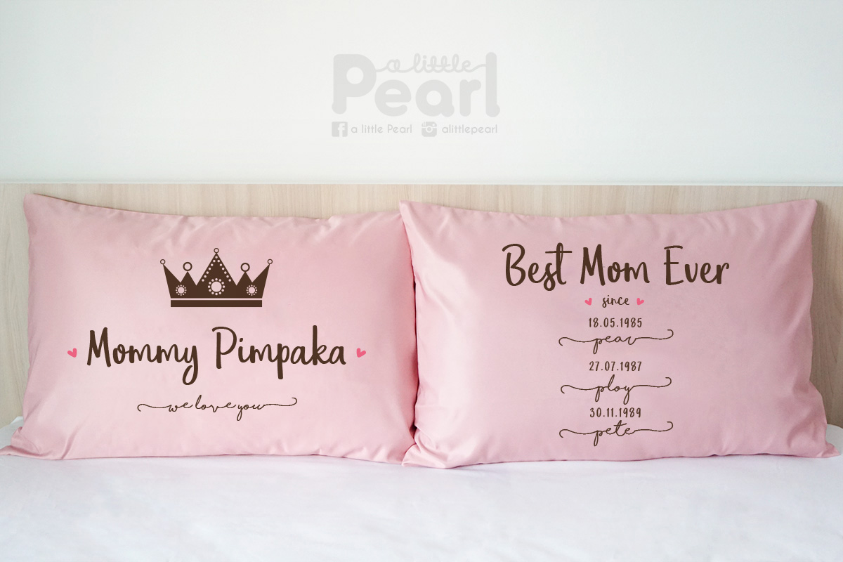 ปลอกหมอนหนุนคู่ สีชมพู Best Mom Ever