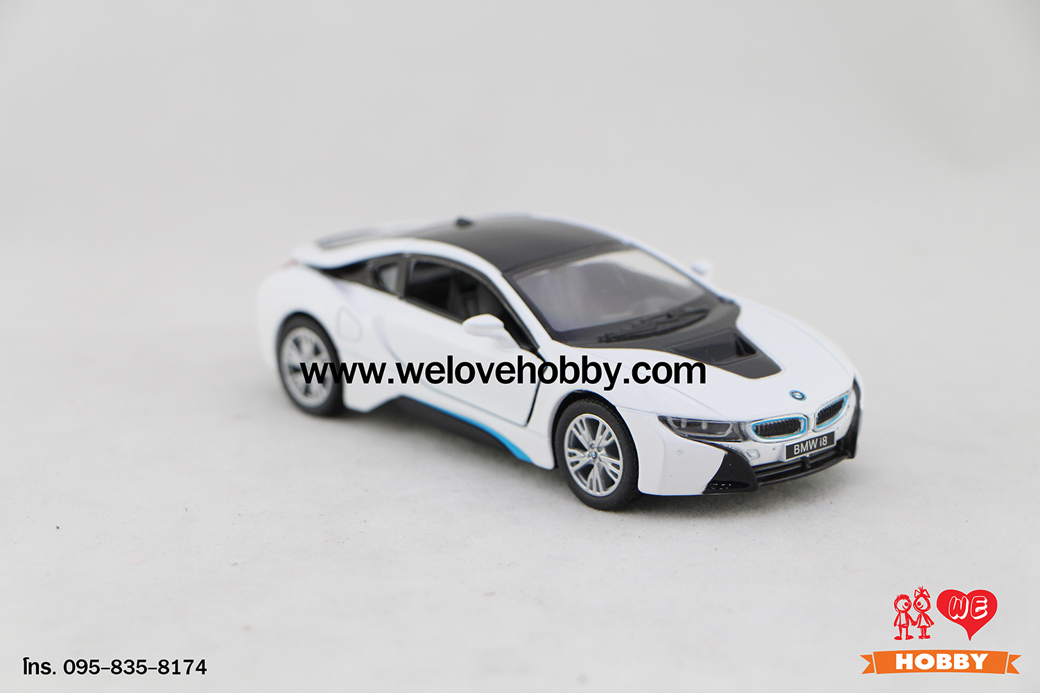 โมเดลรถซุปเปอร์ คาร์ BMW i8 สีขาว Scale 1:36
