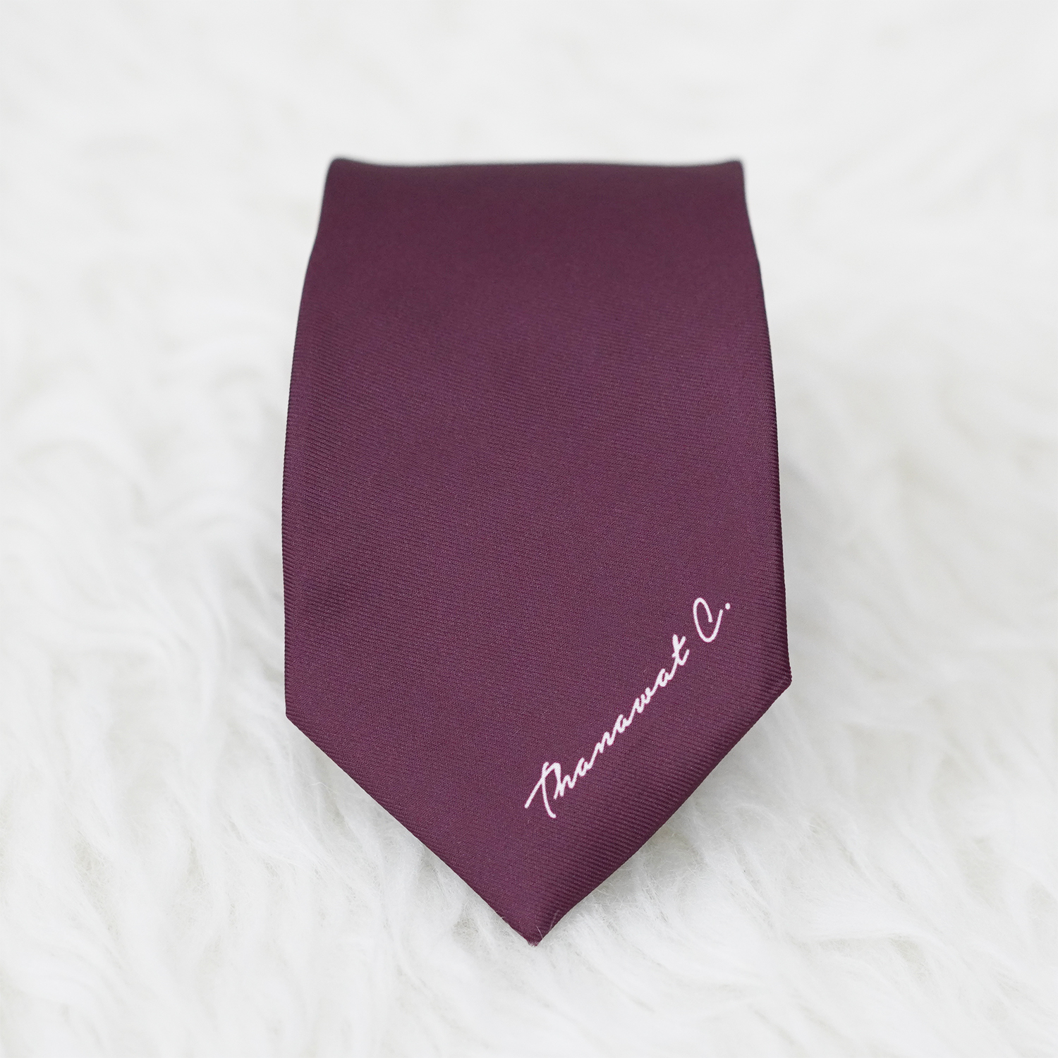 เนคไท สั่งทำใส่ชื่อ ขนาด 3" - Minimal - Burgundy