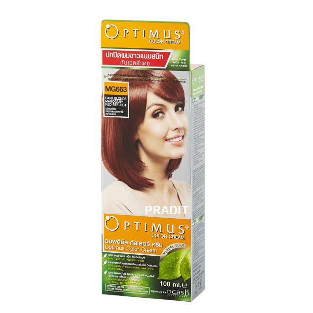 Optimus Color Cream ออพติมัส คัลเลอร์ ครีม เบอร์MG663 สีบลอนด์เข้มประกายมะฮอกกานีสะท้อนแดง 100 มล 235 กรัม