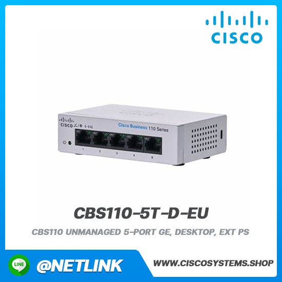 อุปกรณ์กระจายสัญญาณ Cisco รุ่น CBS110-5T-D-EU