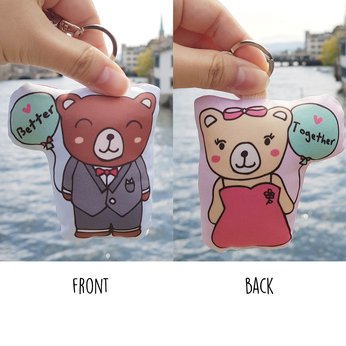 พวงกุญแจพร้อมส่ง ลาย Couple Teddy 2in1