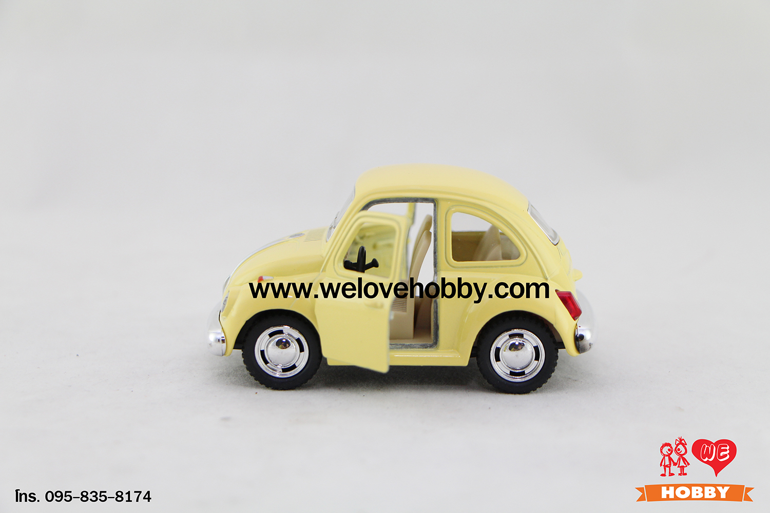 โมเดลรถคลาสสิค 1967 Volkswagen Classical Beetle ไซส์เล็ก สีเหลือง Pastel Scale : 4”