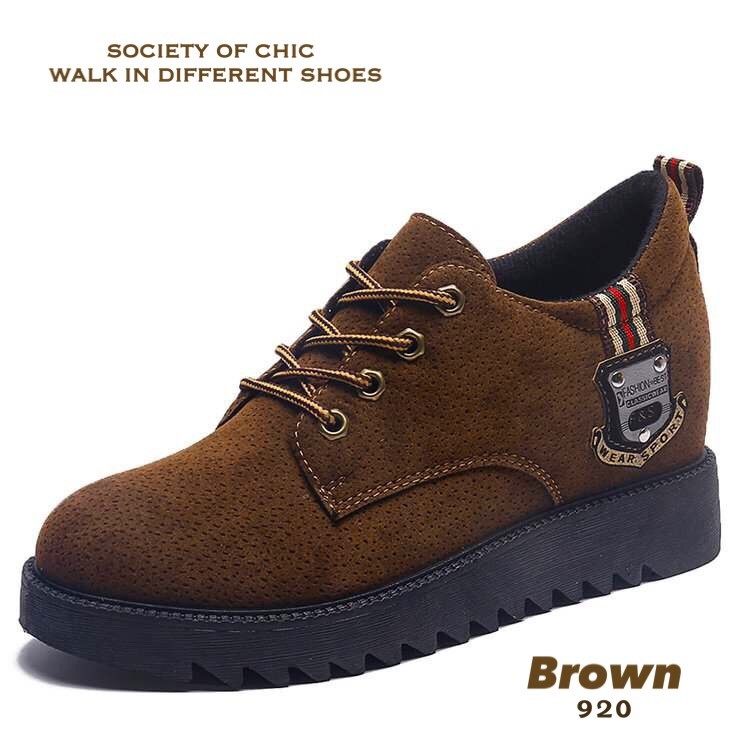 รองเท้าผ้าใบหนังกลับสไตล์แฟชั่นเกาหลี (สีดำ)