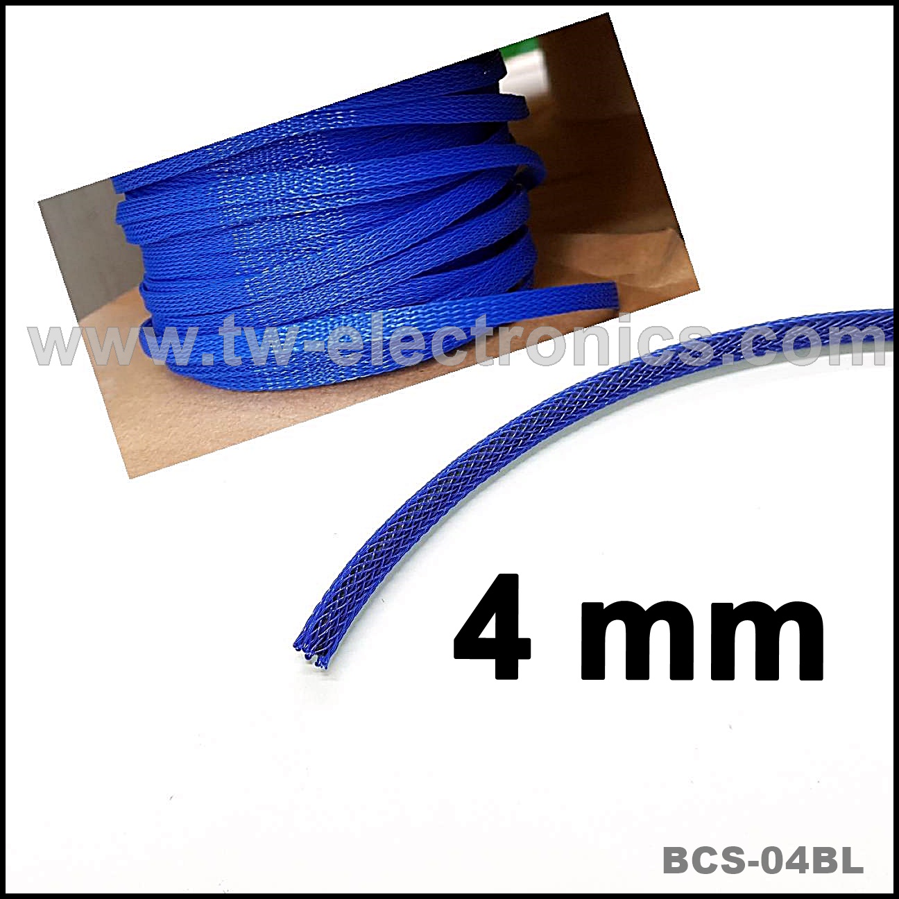 สายถัก 4 mm (สีน้ำเงิน) / BCS-04BL