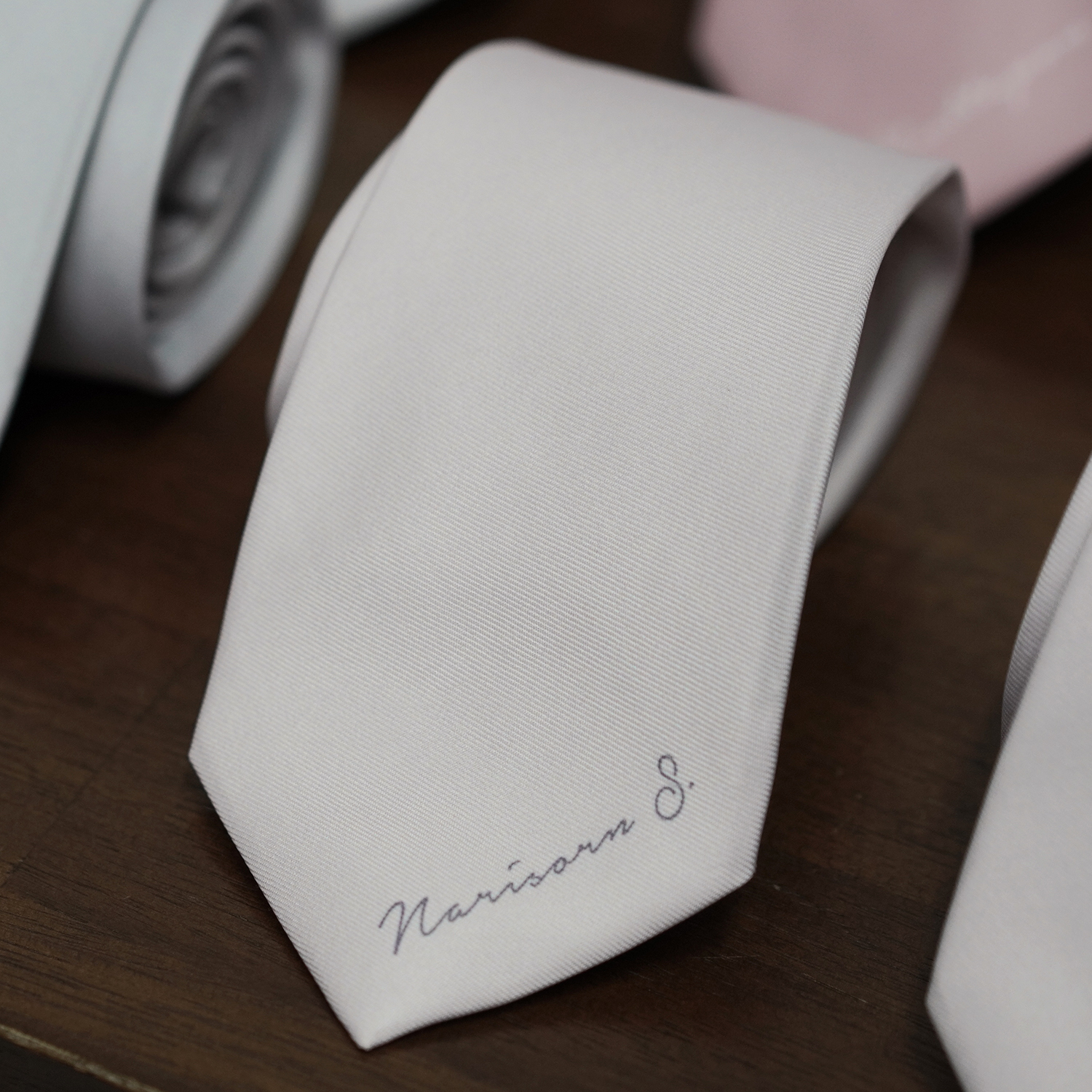 เนคไท สั่งทำใส่ชื่อ ขนาด 3" - Minimal - Tie Light Pink